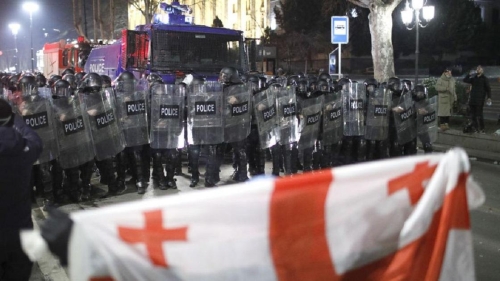 Митингующие пытались выломать ворота во двор парламента Грузии (видео)